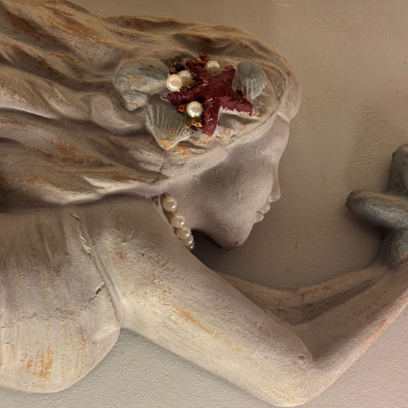 None Other - Huge MERMAID SCULPTURE 25x10 with pearls starfish jewelry